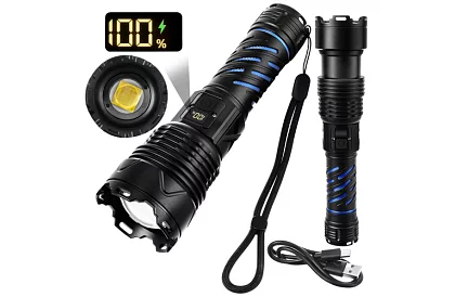 LED újratölthető taktikai lámpa 1500 lm, 5000 mAh