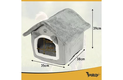 Macskafekhely – zipzáras tetős házikó 39 × 38 × 35 cm