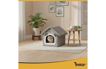 Macskafekhely – zipzáras tetős házikó 39 × 38 × 35 cm