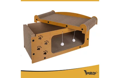 Macskakaparó és házikó 3 az 1-ben – 29 × 55 × 29 cm