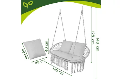 Kerti kétszemélyes hinta párnával