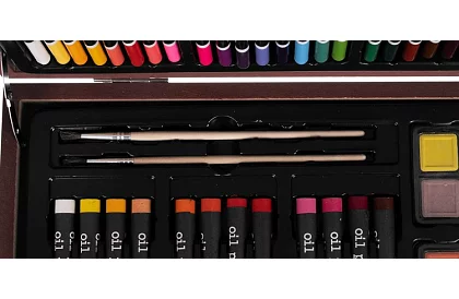 Rajzszett fából készült bőröndben - 148 darab