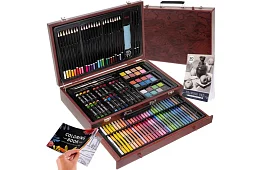 Rajzszett fából készült bőröndben - 148 darab