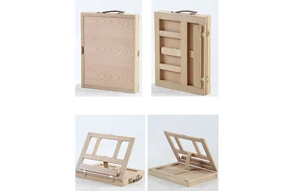 Művészi festőkészlet 45 darab fából készült tokban állvánnyal