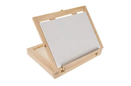 Művészi festőkészlet 45 darab fából készült tokban állvánnyal