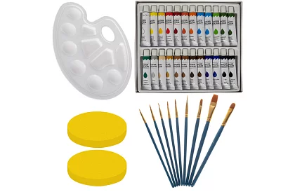 Művészi festőkészlet 45 darab fából készült tokban állvánnyal