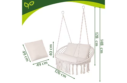 Kerti kétszemélyes hinta párnákkal - 300 kg-ig