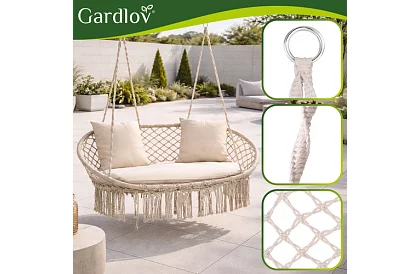 Kerti kétszemélyes hinta párnákkal - 300 kg-ig