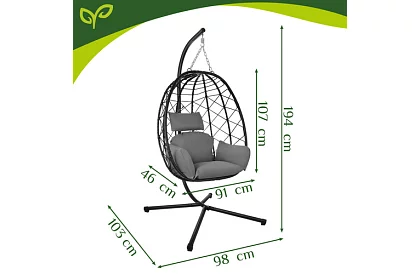Kerti hinta párnával – függő szék 150 kg-ig