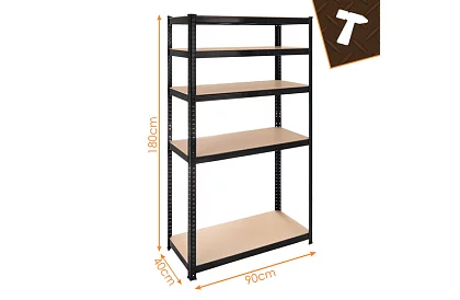 Raktári fém polc – 5 polc – 180×90×40 cm – teherbírás 1000 kg