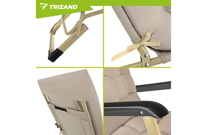 Összecsukható kertiszék 3 az 1-ben párnával - bézs