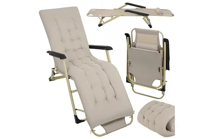 Összecsukható kertiszék 3 az 1-ben párnával - bézs