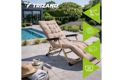 Összecsukható kertiszék 3 az 1-ben párnával - bézs