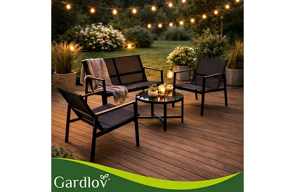 Kerti bútor MORENO – asztal + 2 szék + kanapé