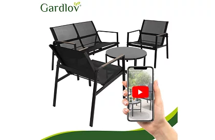 Kerti bútor MORENO – asztal + 2 szék + kanapé