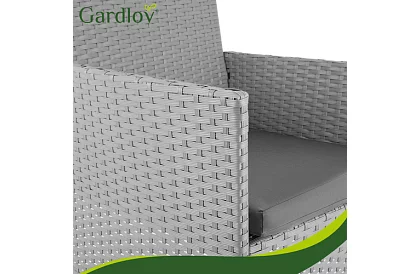 Kerti bútor szett – asztal, kanapé, 2 szék – szürke