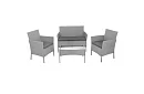 Kerti bútor szett – asztal, kanapé, 2 szék – szürke