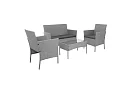 Kerti bútor szett – asztal, kanapé, 2 szék – szürke