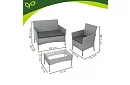 Kerti bútor szett – asztal, kanapé, 2 szék – szürke