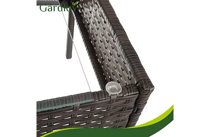 Kerti bútor szett – asztal, kanapé, 2 szék – barna