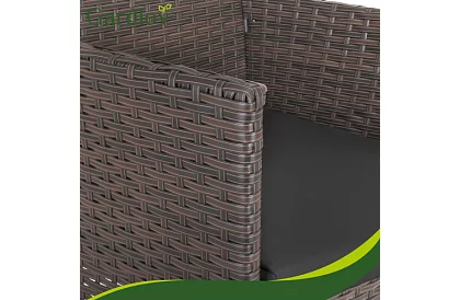 Kerti bútor szett – asztal, kanapé, 2 szék – barna