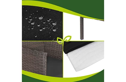 Kerti bútor szett – asztal, kanapé, 2 szék – barna