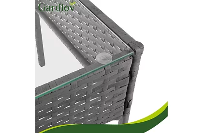 Kerti bútor szett – asztal, kanapé, 2 szék – sötétszürke