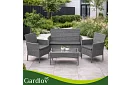 Kerti bútor szett – asztal, kanapé, 2 szék – sötétszürke