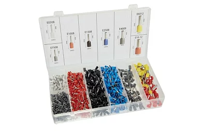 Krimpáló fogó hüvelyekhez 0,25–10 mm2 + 1200 hüvely készlet