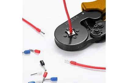 Krimpáló fogó hüvelyekhez 0,25–10 mm2 + 1200 hüvely készlet