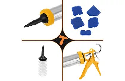 Tömítőpisztoly 600 ml + 5 fúvóka + 5 spatula