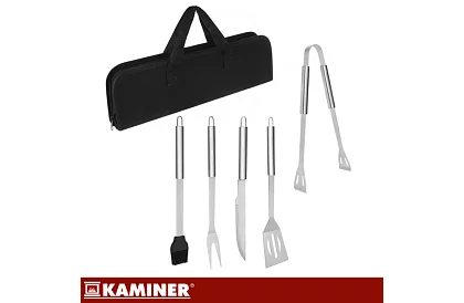 Grillező szerszámok rozsdamentes acélból - 5 darabos készlet