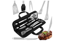 Grillező szerszámok rozsdamentes acélból - 5 darabos készlet