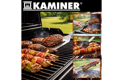 Grillező szerszámok rozsdamentes acélból - 3 részes készlet