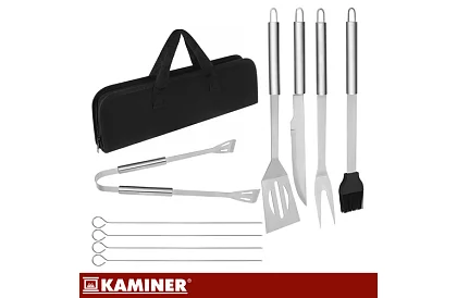 Grillező szerszámok rozsdamentes acélból - 9 részes készlet