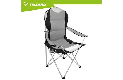 Összecsukható horgászszék karfával - szürke-fekete