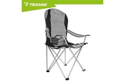 Összecsukható horgászszék karfával - szürke-fekete