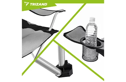 Összecsukható horgászszék karfával - szürke-fekete