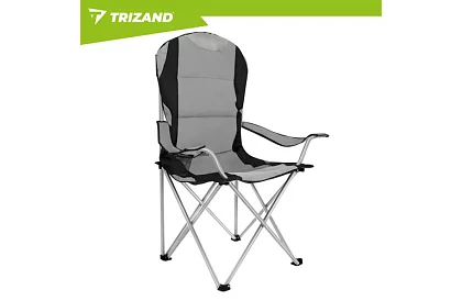 Összecsukható horgászszék karfával - szürke-fekete