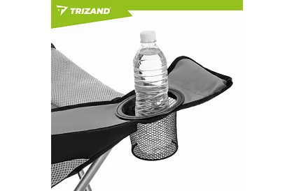 Összecsukható horgászszék karfával - szürke-fekete