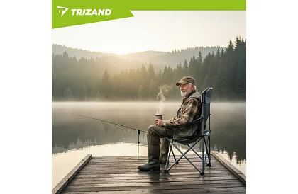 Összecsukható horgászszék karfával - szürke-fekete