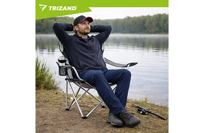 Összecsukható horgászszék karfával - szürke-fekete