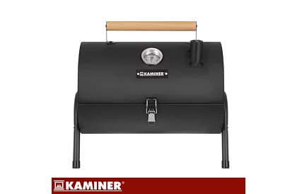Kempinggrill faszenes fával – 2 rács, hőmérő