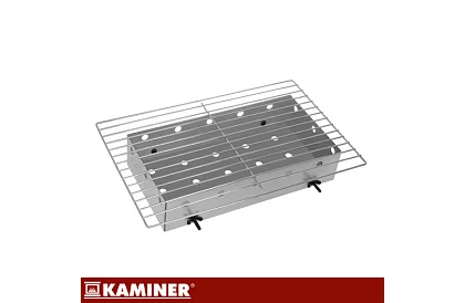 Kempinggrill faszenes fával – 2 rács, hőmérő