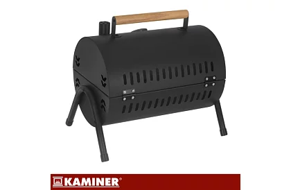 Kempinggrill faszenes fával – 2 rács, hőmérő