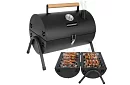 Kempinggrill faszenes fával – 2 rács, hőmérő
