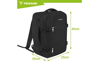 Utazási hátizsák 2 az 1-ben – kézipoggyász repülőgépre 40 × 20 × 25 cm – fekete