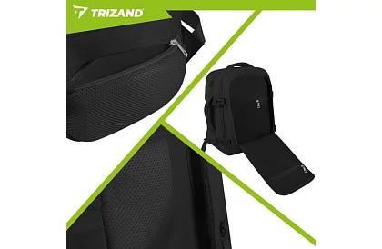 Utazási hátizsák 2 az 1-ben – kézipoggyász repülőgépre 40 × 20 × 25 cm – fekete