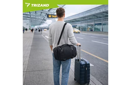 Utazási hátizsák 2 az 1-ben – kézipoggyász repülőgépre 40 × 20 × 25 cm – fekete