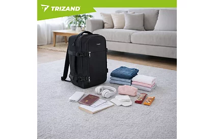 Utazási hátizsák 2 az 1-ben – kézipoggyász repülőgépre 40 × 20 × 25 cm – fekete